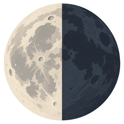Das Zeichen von Lucid: ein Mond, halb hell, halb dunkel